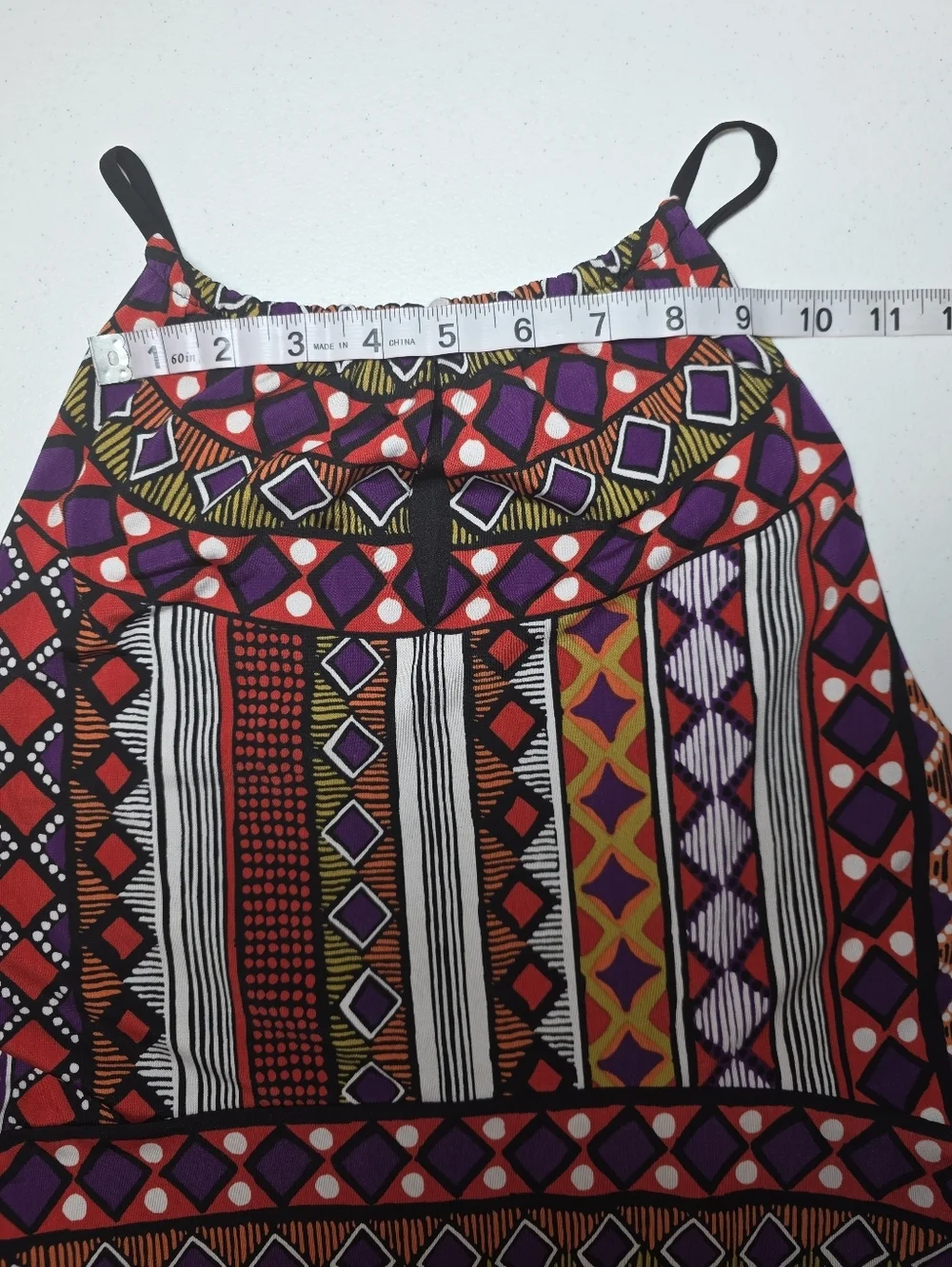 Maggy London Boho Geometric Print Maxi Dress Size 12 Resort Vacation Cruise